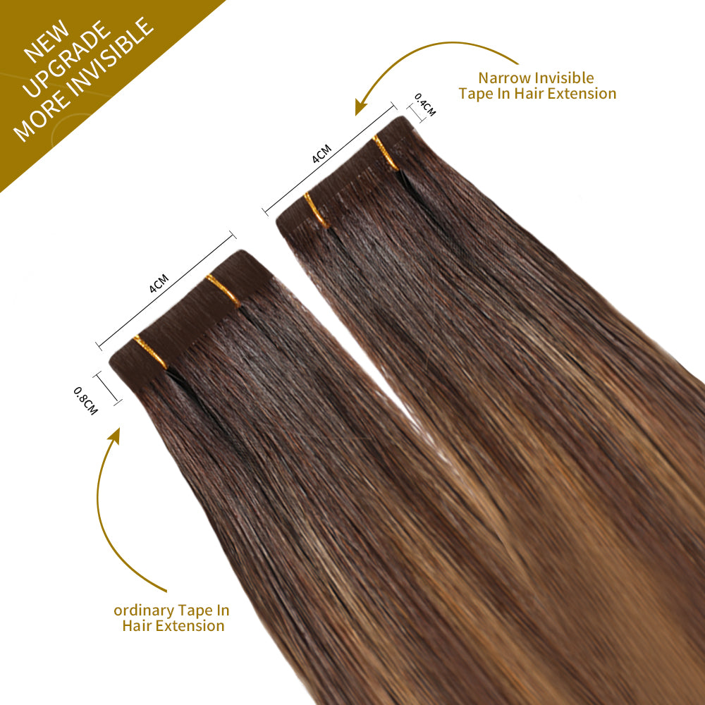 Comparison of Narrow Mini Tape In Hair Extensions vs Ordinary Tape In Extensions (#P2/6/T2)