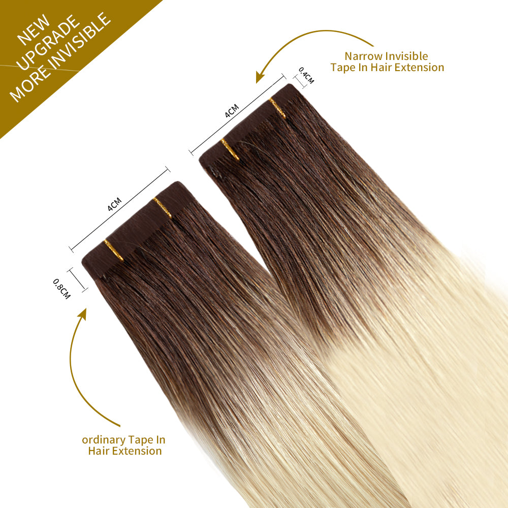 Comparison of Narrow Mini Tape In Hair Extensions vs Ordinary Tape In Extensions (#T2/60)