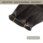 Close-up of (#1B) Natural Black Genius Weft, High-Density, Naturally Seamless