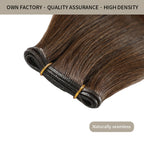 Close-up of (#4) Chocolate Brown Genius Weft, High-Density, Naturally Seamless