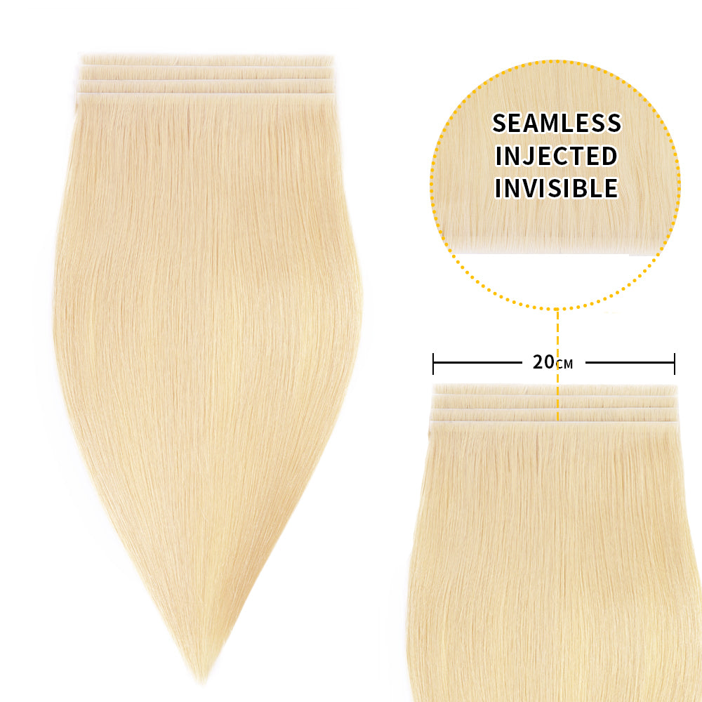 (#613) Bleach Blonde Tape Weft Hair Extensions 20CM 4Pcs