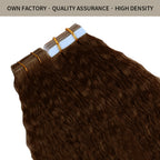(#4) Chocolate Brown Kinky Straight Invisible Tape Ins with High Density and Quality Assurance