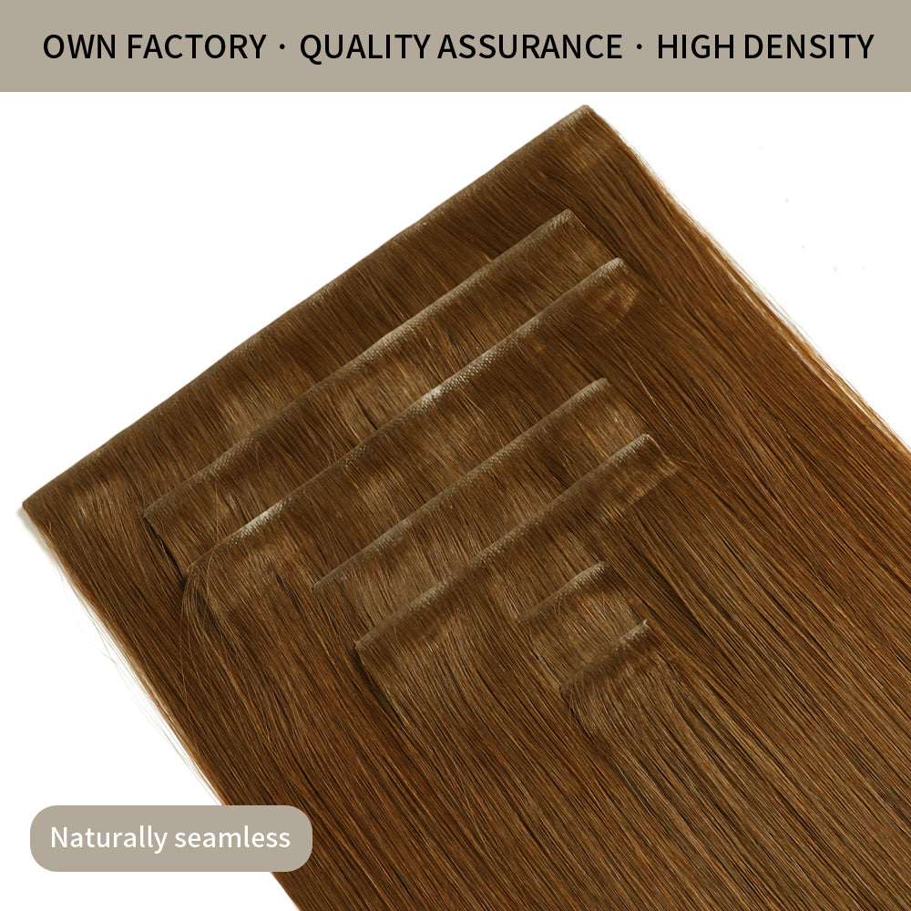 Seamless Clip Ins 7Pcs with Close-up of Clips (#6) Chestnut Brown