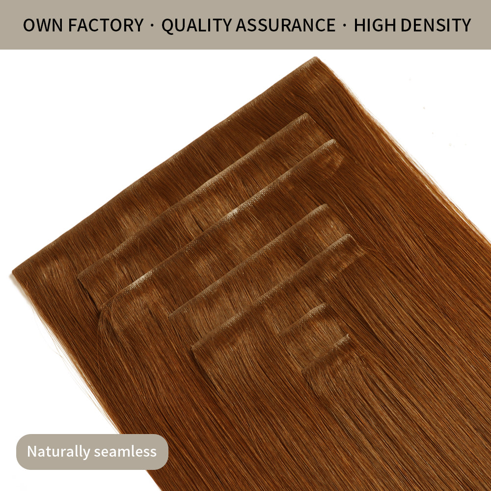 Seamless Clip Ins 7Pcs with Close-up of Clips (#33) Dark Auburn