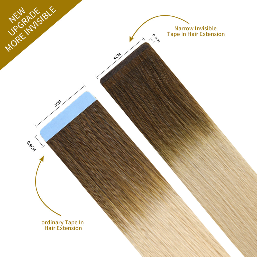 Comparison of Narrow Mini Tape In Hair Extensions vs Ordinary Tape In Extensions (#T8/60)