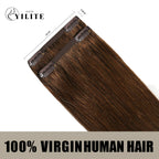 Back View of 2 Clip In Hair Pads with 2 Clips Each, 100% Virgin Human Hair In (#4) Chocolate Brown