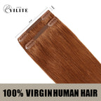 Back View of 2 Clip In Hair Pads with 2 Clips Each, Virgin Human Hair In Color (#33) Dark Auburn