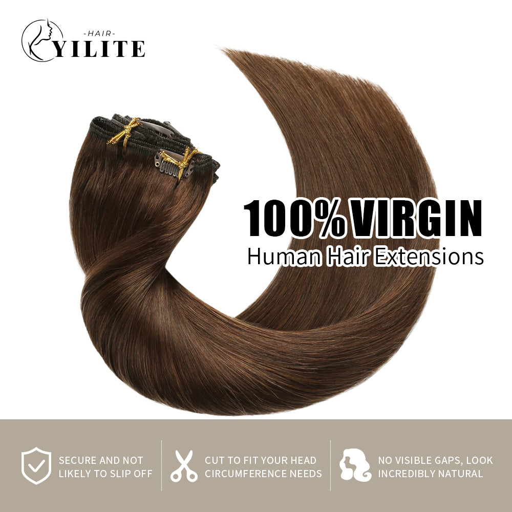 Virgin Human Hair (#4) Chocolate Brown Classic Clip Ins