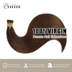 (#4) Chocolate Brown I Tip Extensions 100% Virgin Human Hair 