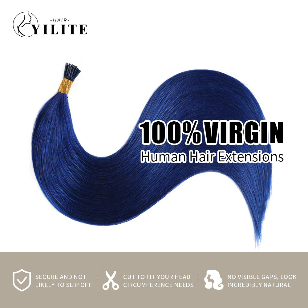 Blue I Tip Extensions 100% Virgin Human Hair 