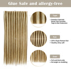 Details of (#P6/613) Tape Weft Hair Extensions: Seamless Tape, Virgin Hair, Thick Ends