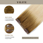 Clip In Hair Pads (2 Pieces) with Front View Thumbnail and Close-up of Clips (#T8/60) 