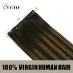 Back View of 2 Clip In Hair Pads with 2 Clips Each, 100% Virgin Human Hair In Color (#P1B/6/T1B)