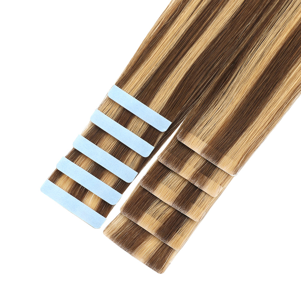 YiliteVip (#P4/27) Caramel Blonde Balayage Invisible Tape In Extensions 20Pcs