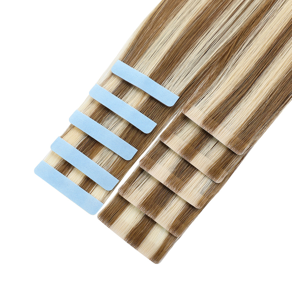 YiliteVip (#P6/613) Chestnut Brown Balayage Invisible Tape In Extensions 20Pcs