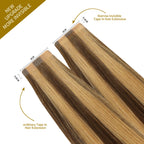 YiliteVip (#P4/27) Caramel Blonde Balayage Mini Tape In Hair Extensions 20Pcs
