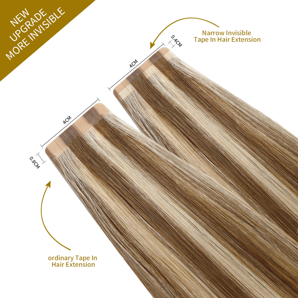 YiliteVip (#P6/613) Chestnut Brown Balayage Mini Tape In Hair Extensions 20Pcs