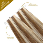YiliteVip (#P8/60) Light Brown with Blonde Balayage Mini Tape In Hair Extensions 20Pcs