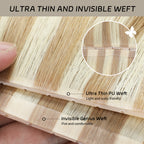 YiliteVip (#P18/613) Ash Blonde Highlights Butterfly Weft Hair Extensions