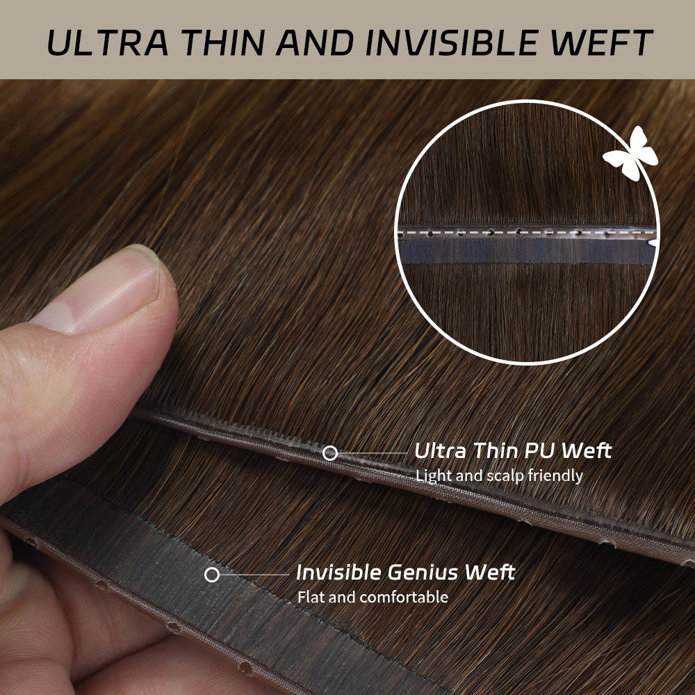 YiliteVip (#P6/613/T4) Brown to Blonde Balayage Butterfly Weft Hair Extensions