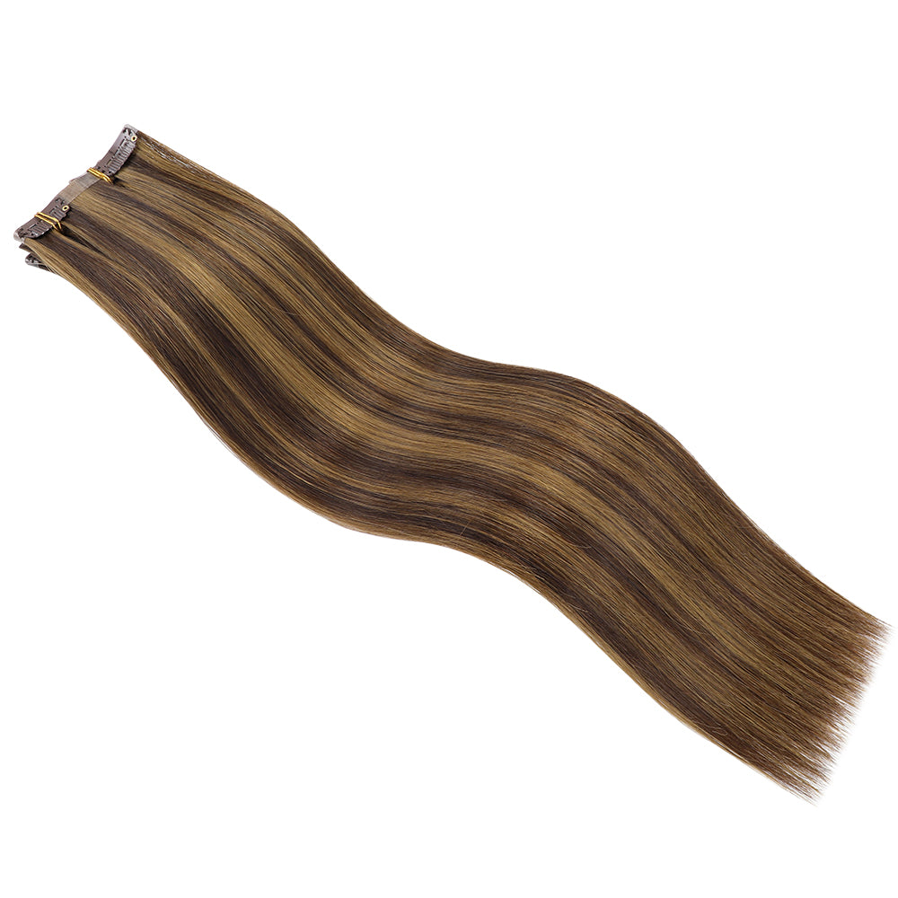 YiliteVip (#P2/6) Darkest Brown Chestnut Balayage Seamless Clip Ins 7Pcs