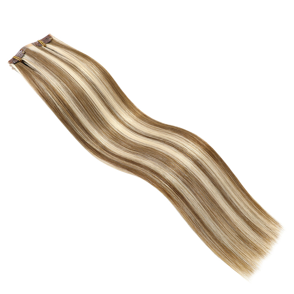 YiliteVip (#P6/613) Chestnut Brown Balayage Seamless Clip Ins 7Pcs