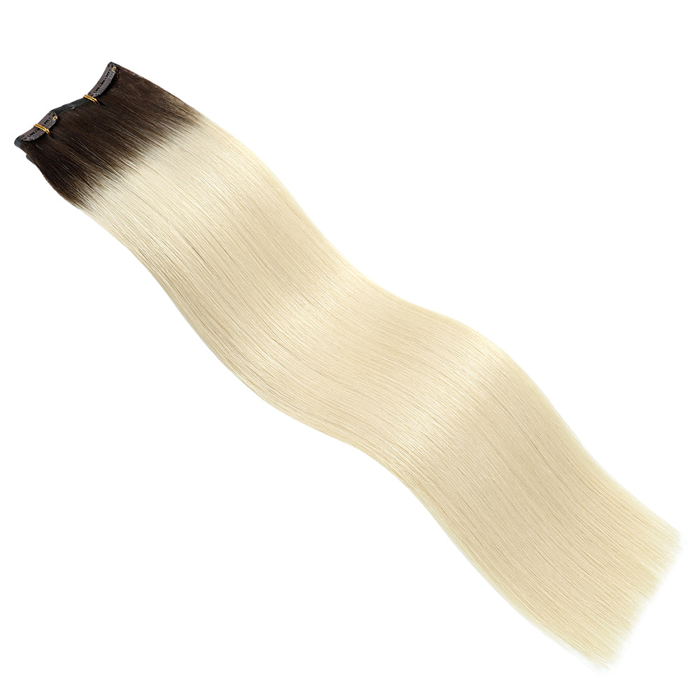 YiliteVip (#T2/60) Darkest Brown to Platinum Blonde Seamless Clip Ins 7Pcs