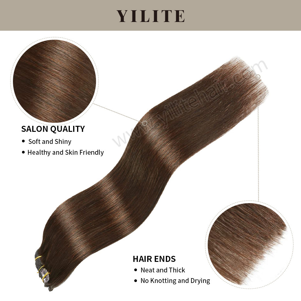 (#6) Chestnut Brown Classic Clip Ins with salon quality and hair ends