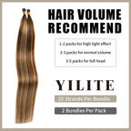 (#P4/27/T4) Chocolate Brown to Caramel Blonde U Tip Hair Extensions with Hair Volume Recommend