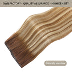 Close-up of (#P6/613/T4) Brown to Blonde Balayage Genius Weft, High-Density, Naturally Seamless 