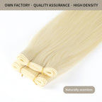 Close-up of (#60) Platinum Blonde Genius Weft, High-Density, Naturally Seamless