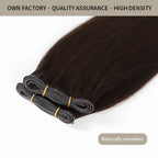 Close-up of (#2) Darkest Brown Genius Weft, High-Density, Naturally Seamless