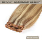 Close-up of (#P18/613) Ash Blonde Highlights Genius Weft, High-Density, Naturally Seamless
