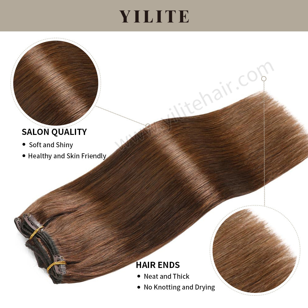 (#4) Chocolate Brown Classic Clip Ins with salon quality and hair ends 