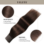 (#2) Darkest Brown Invisible Wire Hair Extensions with Salon Quality and Thick Hair Ends 