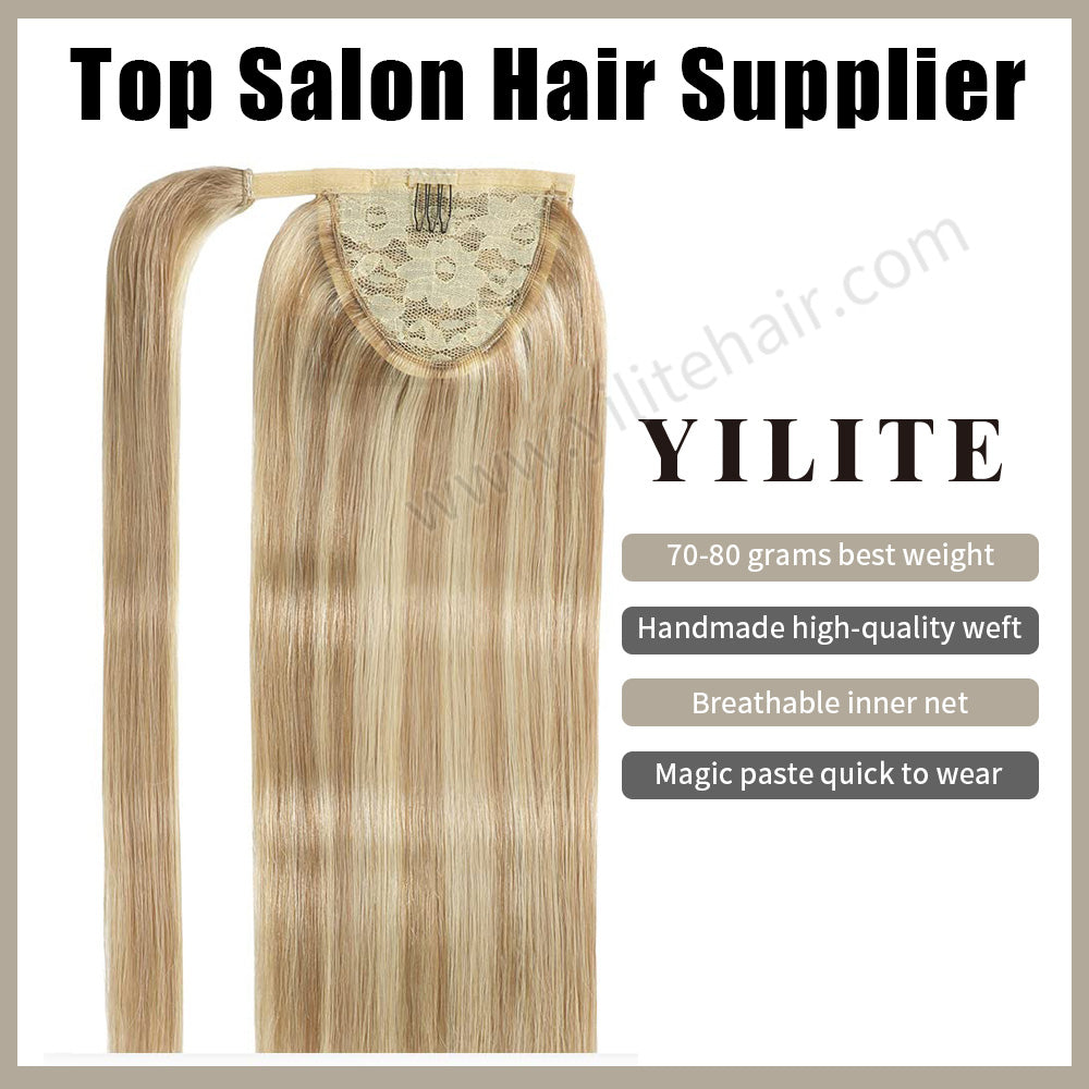 (#P18/613) Ponytail Extension with Handmade Weft, Breathable Inner Net, and Quick-Wear Design