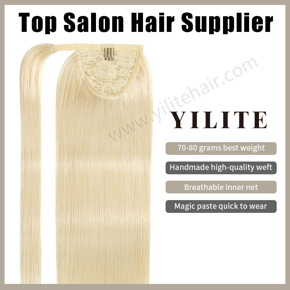 (#60) Ponytail Extension with Handmade Weft, Breathable Inner Net, and Quick-Wear Design