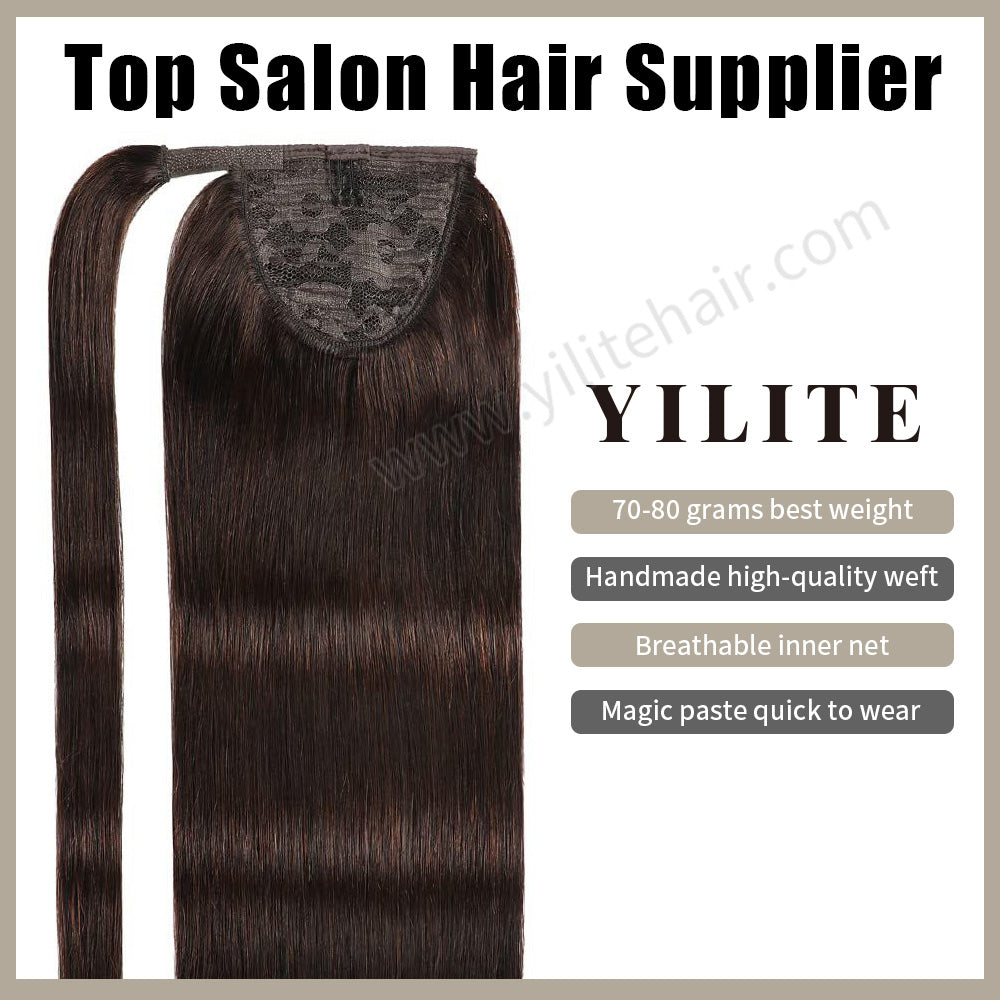 (#2) Ponytail Extension with Handmade Weft, Breathable Inner Net, and Quick-Wear Design