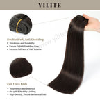 (#2) Darkest Brown Double Weft Extensions: Anti-Shedding, High-Density with Thick Ends