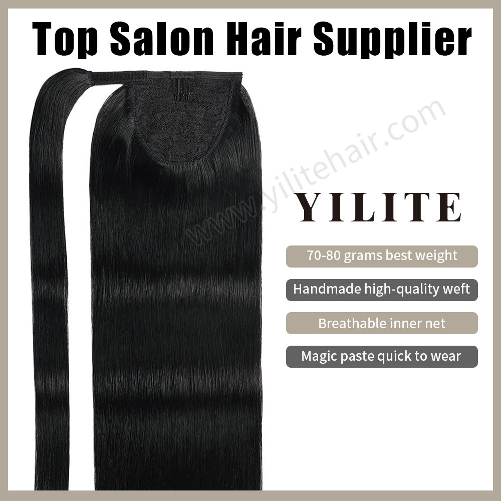 (#1) Ponytail Extension with Handmade Weft, Breathable Inner Net, and Quick-Wear Design