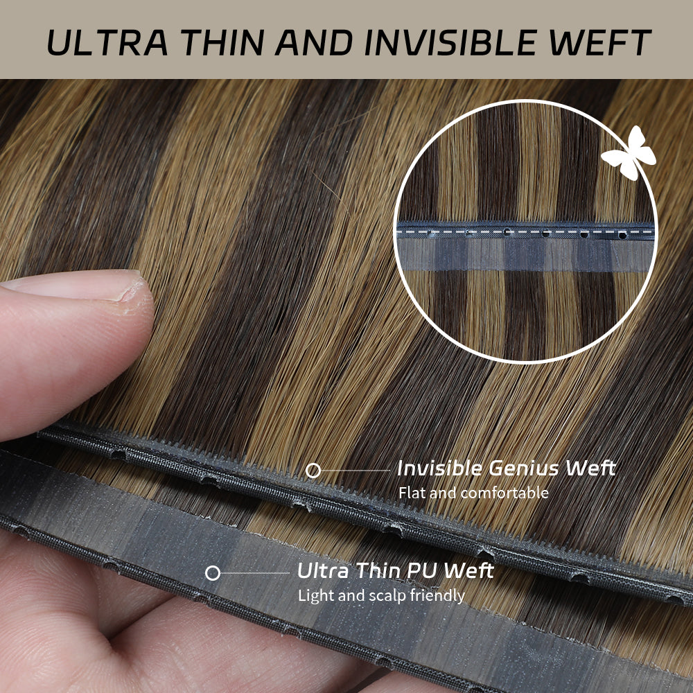 YiliteVip (#P2/6) Darkest Brown Chestnut Balayage Butterfly Weft Hair Extensions