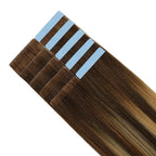 YiliteVip (#P4/27/T4) Chocolate Brown to Caramel Blonde Invisible Tape In Extensions 20Pcs