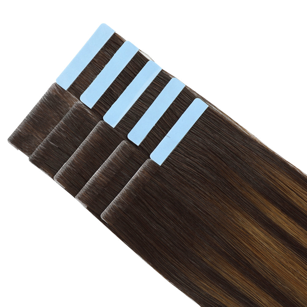 YiliteVip (#P2/6/T2) Darkest Brown Balayage Invisible Tape In Extensions 20Pcs