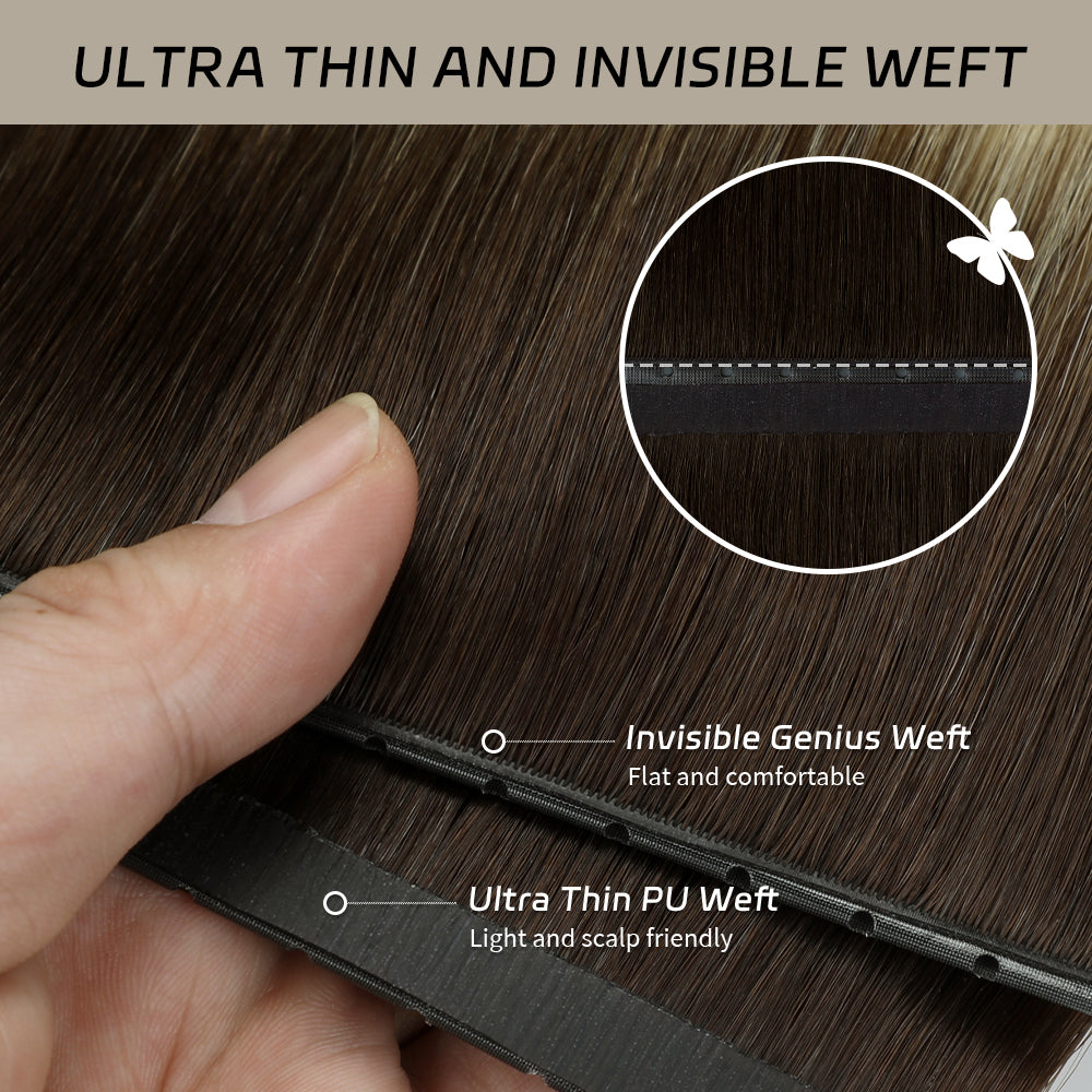 YiliteVip (#T2/60) Darkest Brown to Platinum Blonde Butterfly Weft Hair Extensions