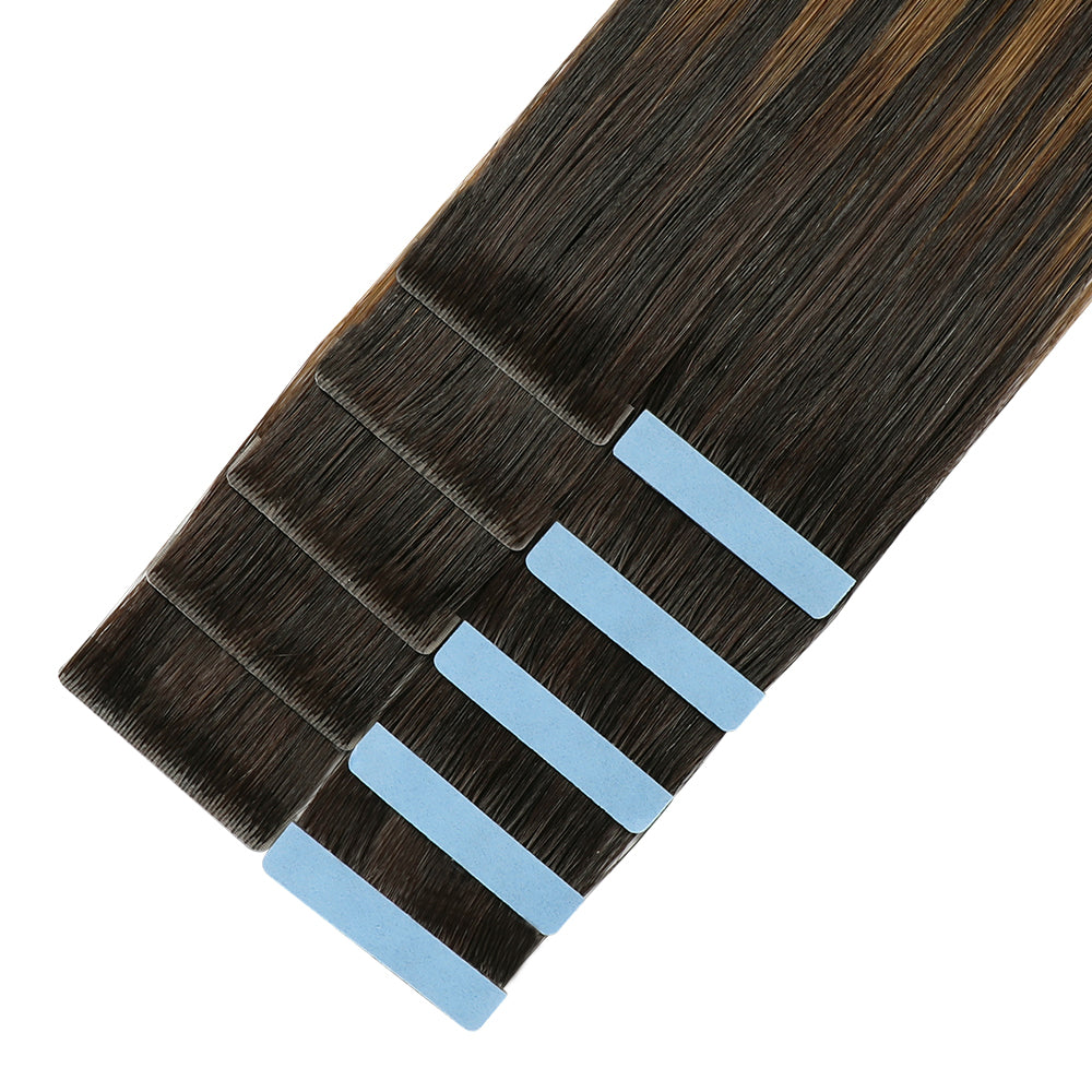YiliteVip (#P1B/6/T1B) Natural Black Balayage Invisible Tape In Extensions 20Pcs