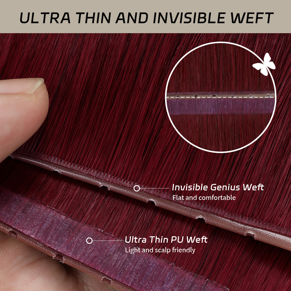 YiliteVip (#99J) Burgundy Butterfly Weft Hair Extensions