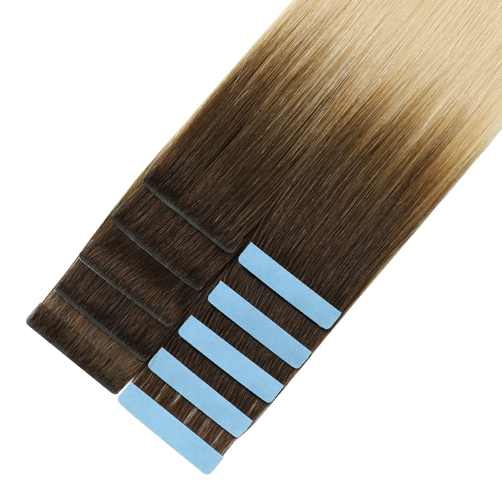 YiliteVip (#T2/60) Darkest Brown to Platinum Blonde Invisible Tape In Extensions 20Pcs