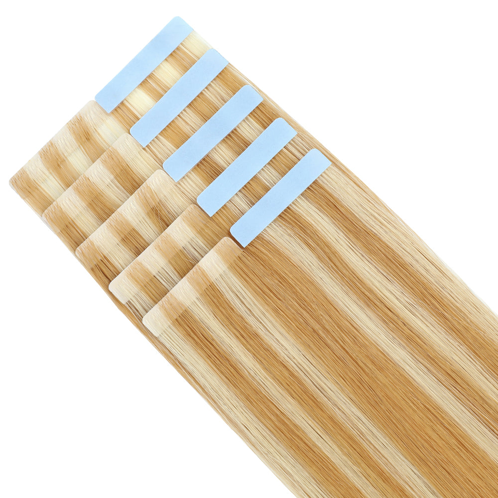 YiliteVip (#P27/613) Strawberry Blonde Bleach Blonde Invisible Tape In Extensions 20Pcs