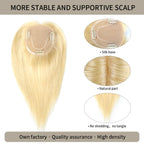 (#613) Bleach Blonde Hair Topper with Silk Base, Natural Part and Thick Strands