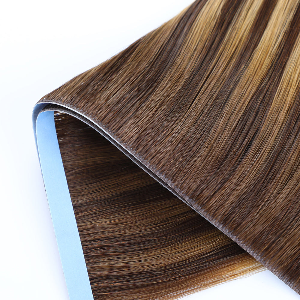 Zoomed View of (#P4/27/T4) Tape Weft Hair Extensions